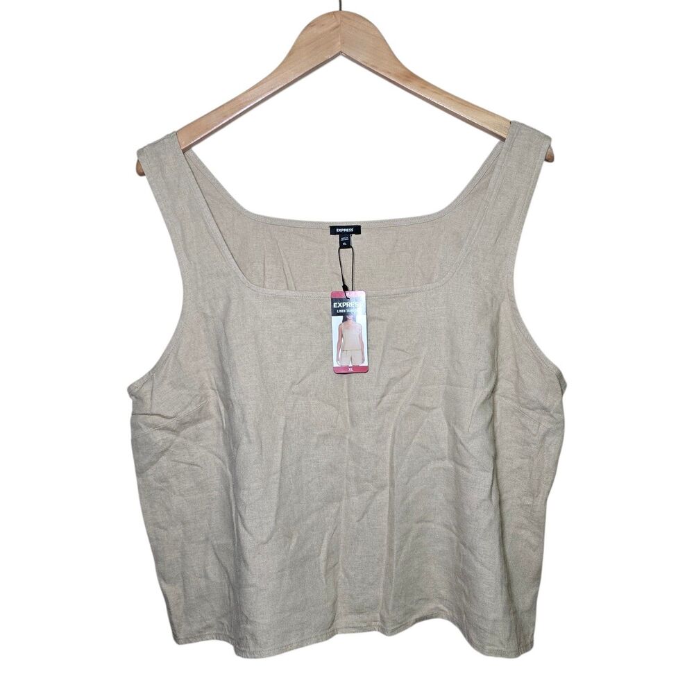 Express Women’s Size XL Linen Blend Tank Top Cream Beige NWT